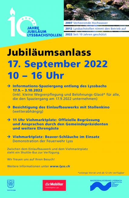 Lyssbach Jubilaum 17.09.2022 Inserat